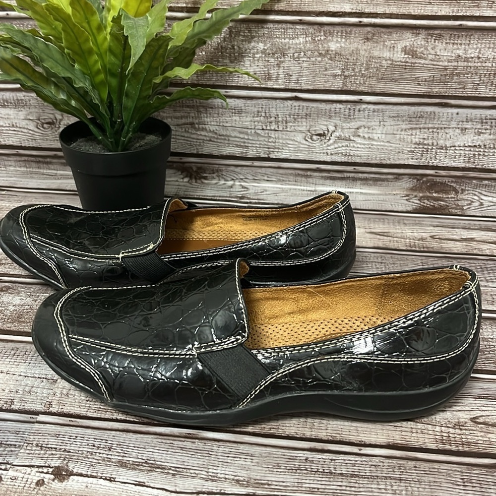 Natural Soul Black Crocodile Pattern Loafers Size 7 - Picture 4 of 8